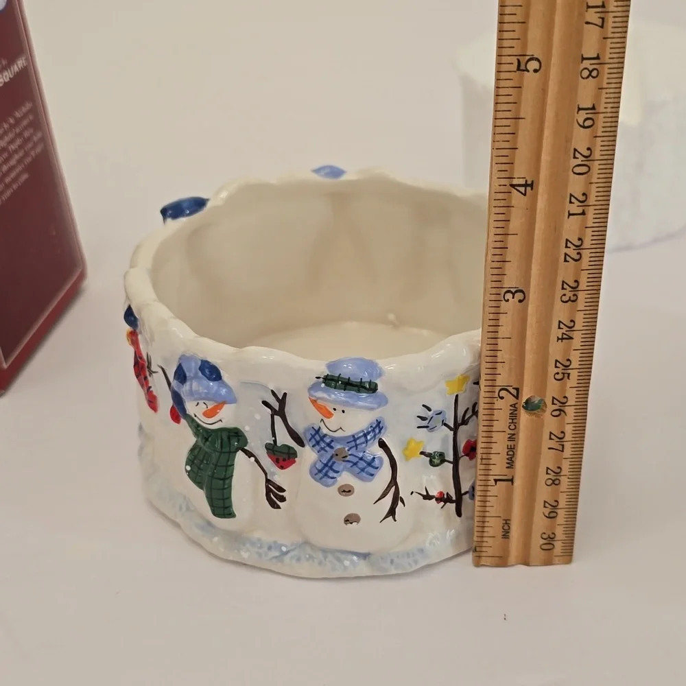 NIB St. Nicholas Square Snowmen Button Up Dip Mix Set Bowl Spreader Holiday